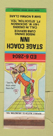 Matchbook Cover - Stage Coach Inn Fort Stockton TX WORN hillbilly