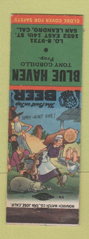Matchbook Cover - Blue Haven San Leandro CA bar hillbilly