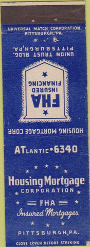 Matchbook Cover - Housing Mortgage Corp Pittsburg PA
