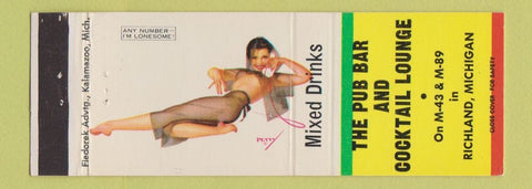 Matchbook Cover - Pub Bar Cocktail Lounge Richland MI