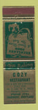 Matchbook Cover - Cozy Restaurant Thurmont MD