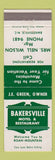 Matchbook Cover - Bakersville Motel Restaurant NC