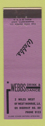 Matchbook Cover - Webbs Drink and Dance West Monroe LA
