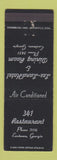 Matchbook Cover - 341 Restaurant Eastman GA