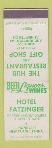 Matchbook Cover - Hotel Fatzinger New Tripoli PA