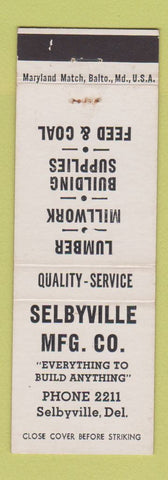 Matchbook Cover - Shelbyville Manufacturing DE lumber feed coal