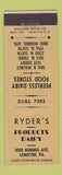 Matchbook Cover - Ryder's Dairy Products Lemoyne PA