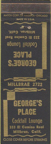 Matchbook Cover - George's Place Milbrae CA cocktail lounge
