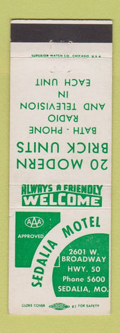 Matchbook Cover - Sedalia Motel MO