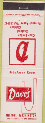 Matchbook Cover - Dave's Milton WA