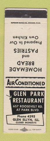Matchbook Cover - Glen Park Restaurant Glen Ellyn IL