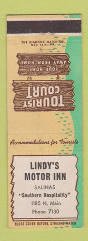 Matchbook Cover - Lindy's Motor Inn Salinas CA WEAR