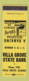 Matchbook Cover - Villa Grove State Bank IL
