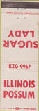 Matchbook Cover - Sugar Lady IL Possum CB Radio S Beloit