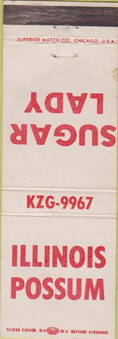 Matchbook Cover - Sugar Lady IL Possum CB Radio S Beloit