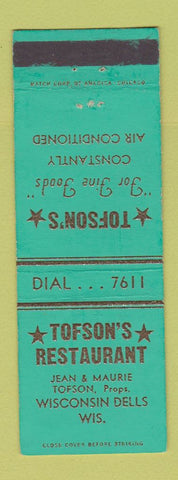 Matchbook Cover - Tofson's Restaurant Wisconsin Dells WI