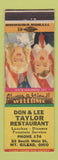 Matchbook Cover - Don & Lee Taylor Restaurant Mount Gilead OH