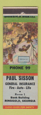 Matchbook Cover - Paul Sisson Insurance Ringgold GA