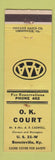 Matchbook Cover - OK Court Motel Bonnieville KY