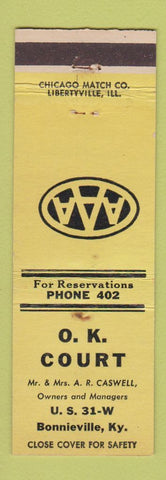 Matchbook Cover - OK Court Motel Bonnieville KY