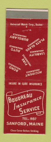 Matchbook Cover - Boudreau Insurance Sanford ME
