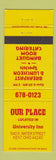 Matchbook Cover - Our Place University Inn Kent OH
