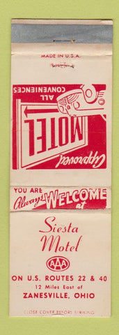 Matchbook Cover - Siesta Motel Zanesville OH WEAR