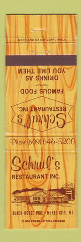 Matchbook Cover - Schrul's Restaurant McKee City NJ