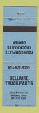 Matchbook Cover - Bellaire Truck Parts OH