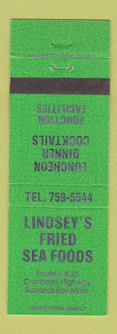 Matchbook Cover - Lindsey's Fried Seafood Buzzards Bay MA