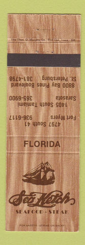 Matchbook Cover - Sea Hatch Seafood Steak Fort Myers Sarasota St Petersburg FL