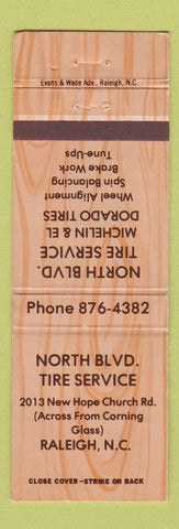 Matchbook Cover - North Blvd Tire Service Raleigh NC Michelin