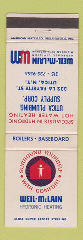 Matchbook Cover - Weil McLAin Heating Utica NY