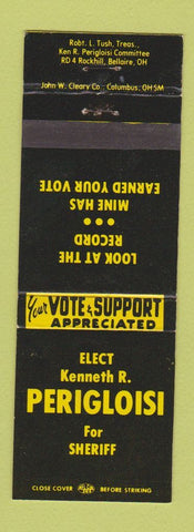 Matchbook Cover - Kenneth Perigloisi Sheriff Election Bellaire OH