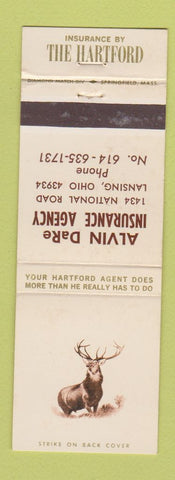 Matchbook Cover - Hartford Insurance Alvin DeRe Lansing OH