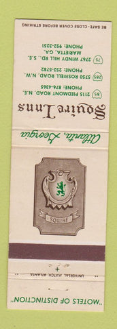 Matchbook Cover - Squire Inns Marietta GA Atlanta? Howard Johnson's