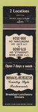 Matchbook Cover - Walker's Restaurants Uniontown Louisville OH