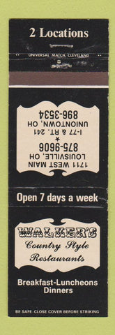 Matchbook Cover - Walker's Restaurants Uniontown Louisville OH