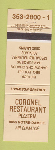 Matchbook Cover - Goronel Restaurant Pizza QC