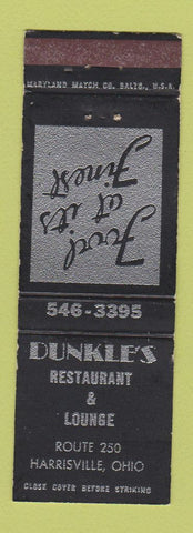 Matchbook Cover - Dunkle's Restaurant Harrisville OH