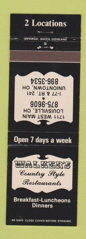 Matchbook Cover - Walker's Restaurants Uniontown Louisville OH