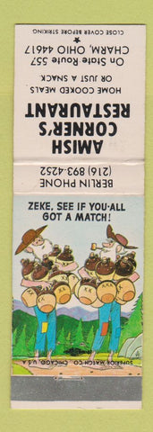 Matchbook Cover - Amish Corner's Restaurant Charm OH hillbilly