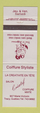 Matchbook Cover - Salon Creatif Tracy QC