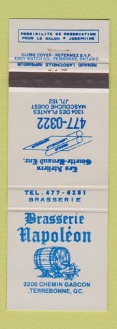 Matchbook Cover - Brasserie Napoleon Terrebonne QC