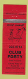 Matchbook Cover - Club Forty Washington PA WEAR