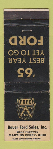 Matchbook Cover - 1965 Ford Bauer Martins Ferry OH WEAR