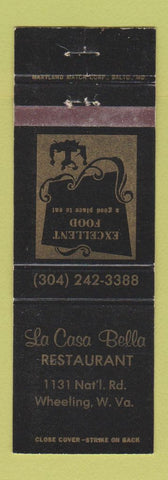 Matchbook Cover - La Casa Belle Restaurant Wheeling WV WEAR