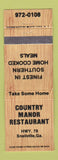 Matchbook Cover - Country Manor Restaurant Snellville GA WEAR