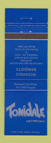 Matchbook Cover - Tonidale Oakdale PA restaurant motel