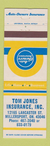 Matchbook Cover - Tom Jones Insurance Millersport OH